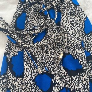 Diane von Furstenberg Bright Blue / Black Wrap Dress